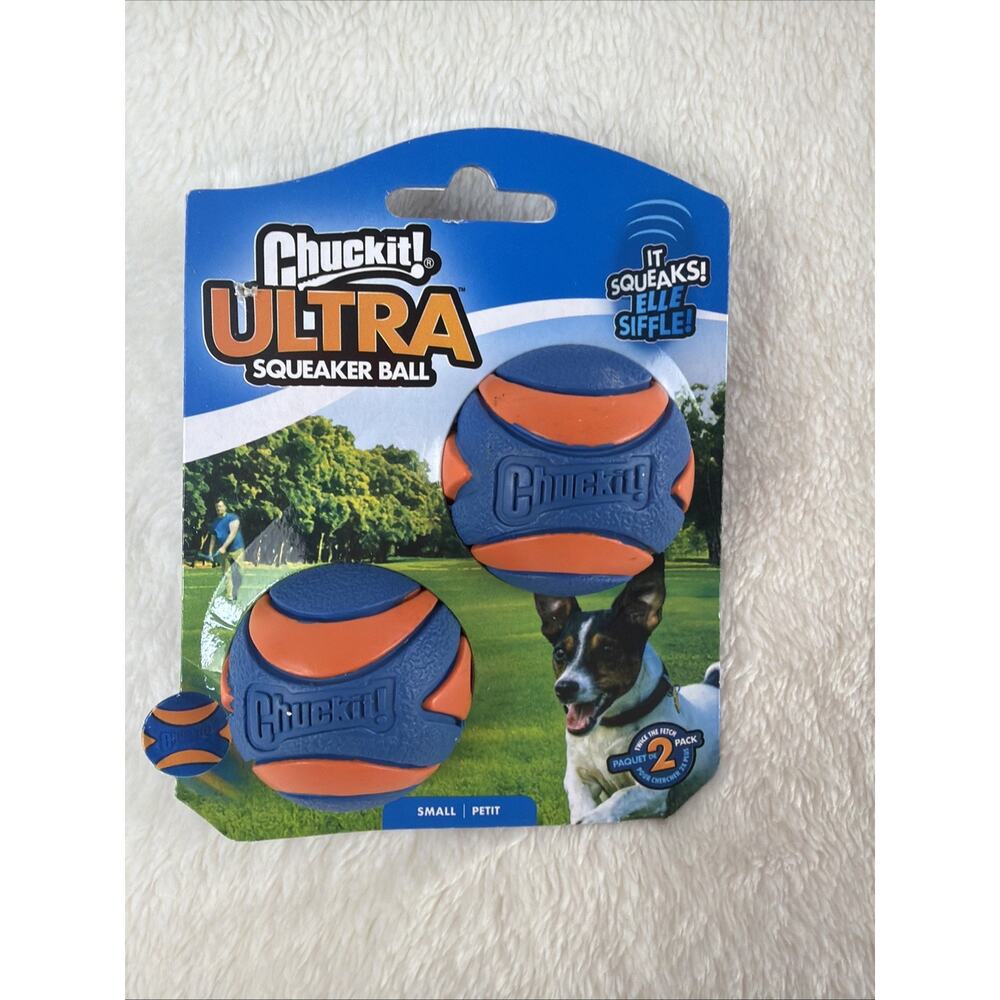 Chuckit Ultra Squeaker High Bounce Visibility Durability Dog Toy Small 2 pack